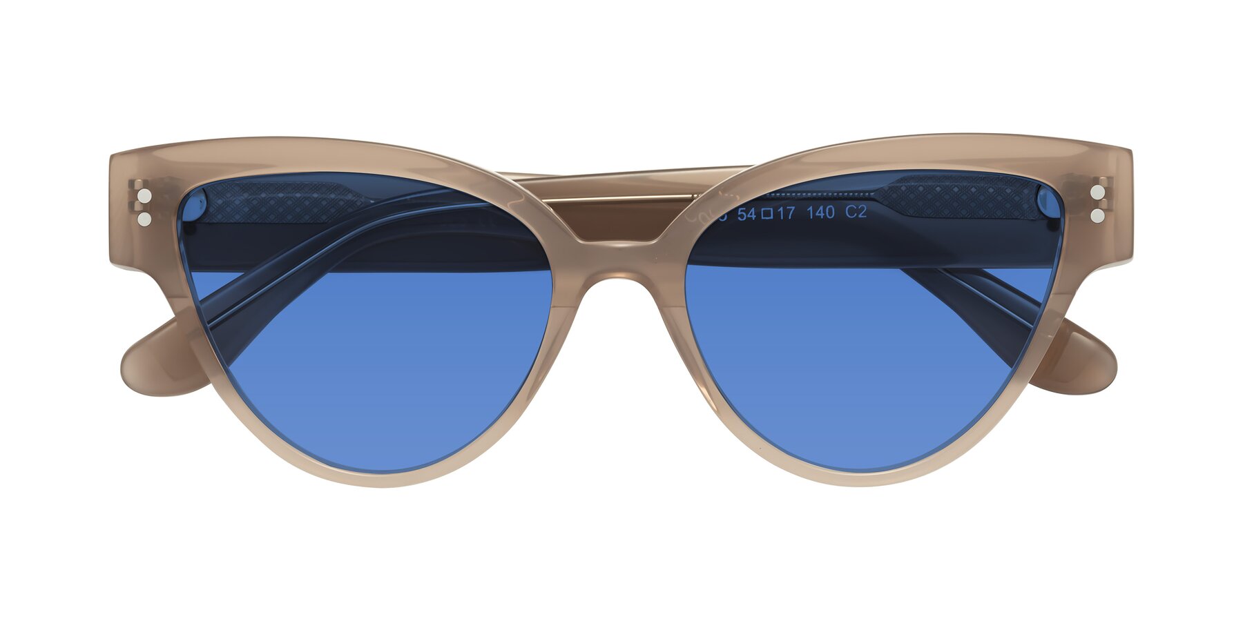 Folded Front of Coho in Taupe with Blue Tinted Lenses