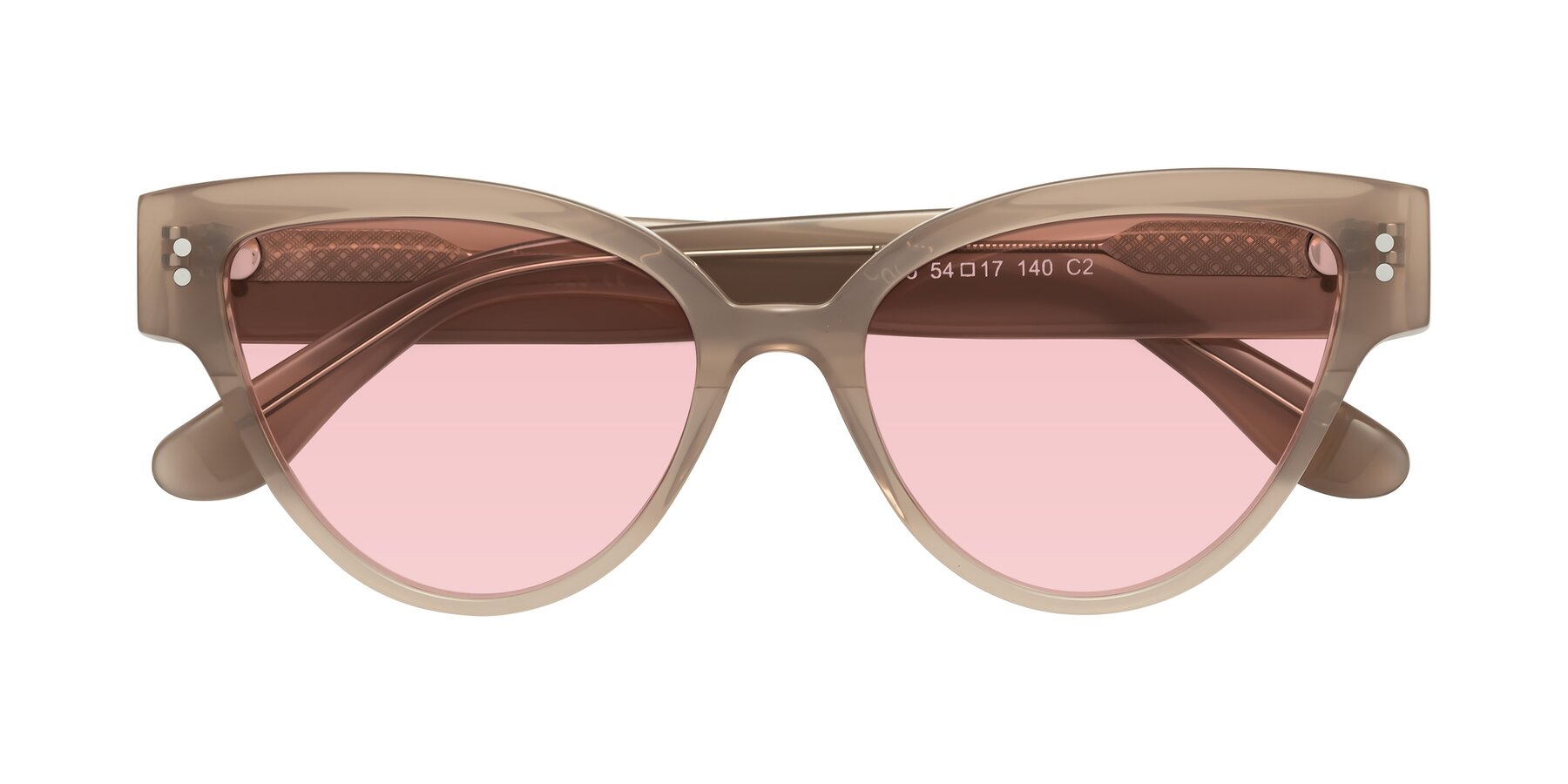 Folded Front of Coho in Taupe with Light Garnet Tinted Lenses