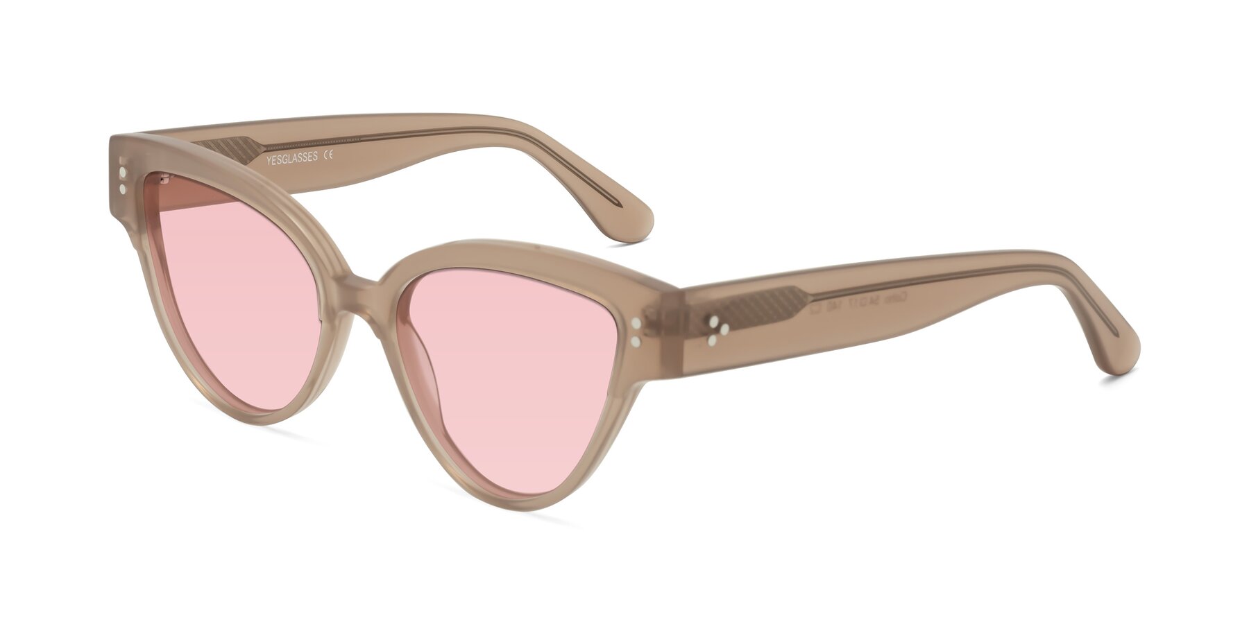 Angle of Coho in Taupe with Light Garnet Tinted Lenses