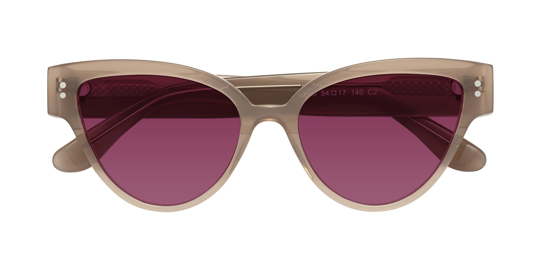 Folded Front of Coho in Taupe with Wine Tinted Lenses