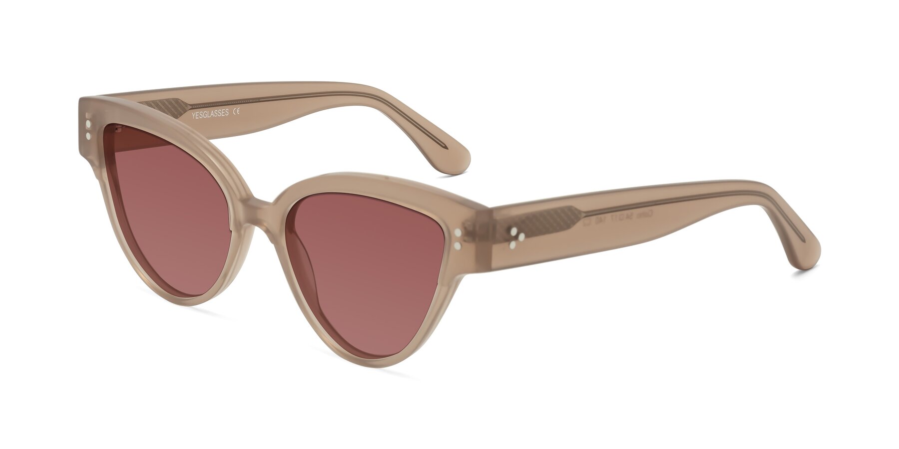 Angle of Coho in Taupe with Garnet Tinted Lenses