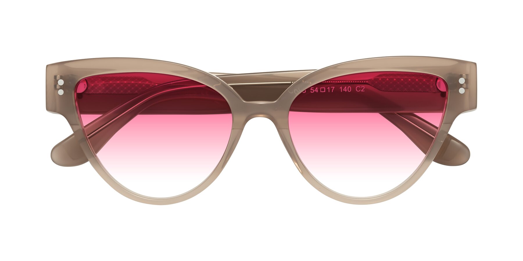 Folded Front of Coho in Taupe with Pink Gradient Lenses