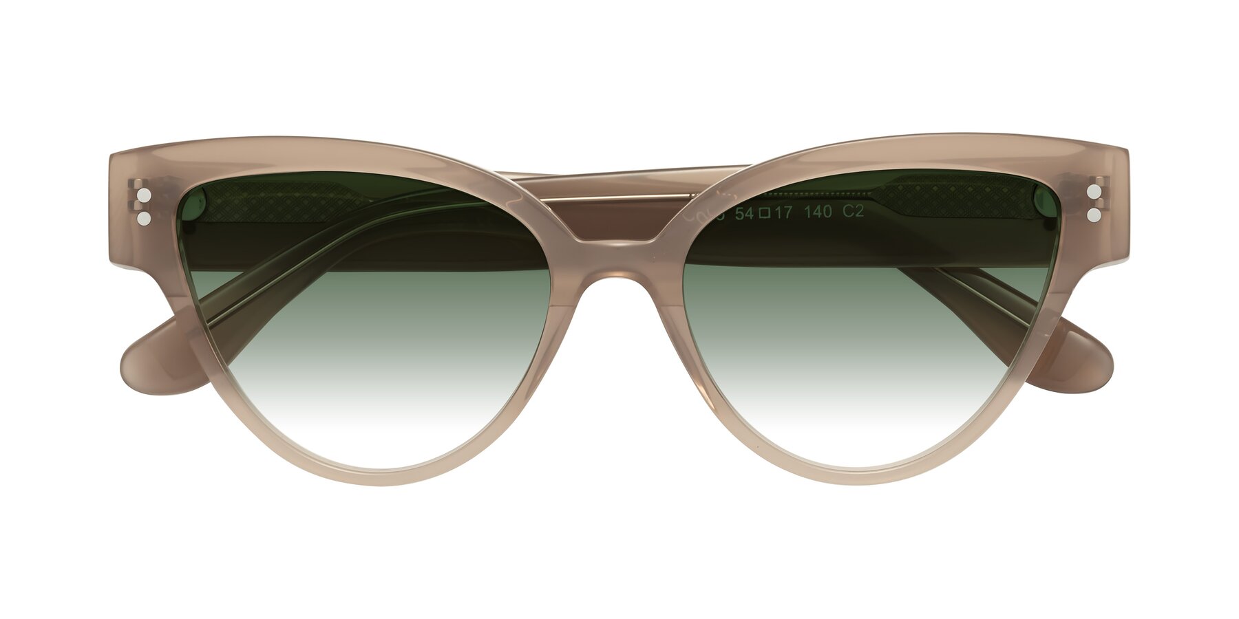 Folded Front of Coho in Taupe with Green Gradient Lenses