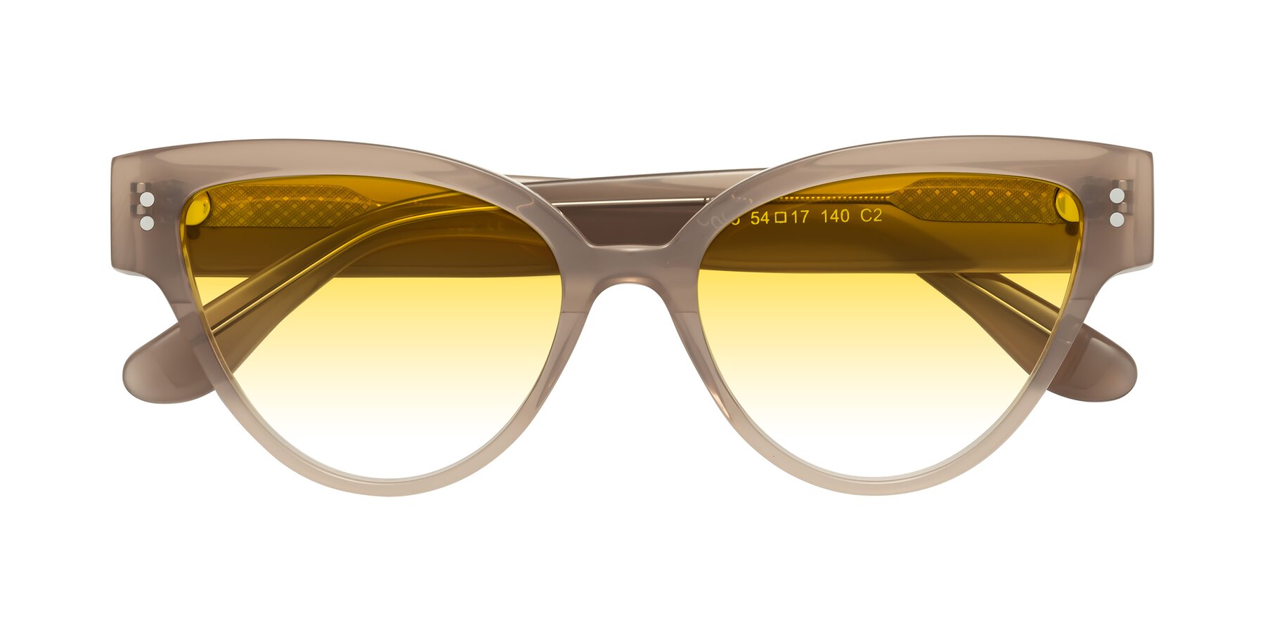 Folded Front of Coho in Taupe with Yellow Gradient Lenses