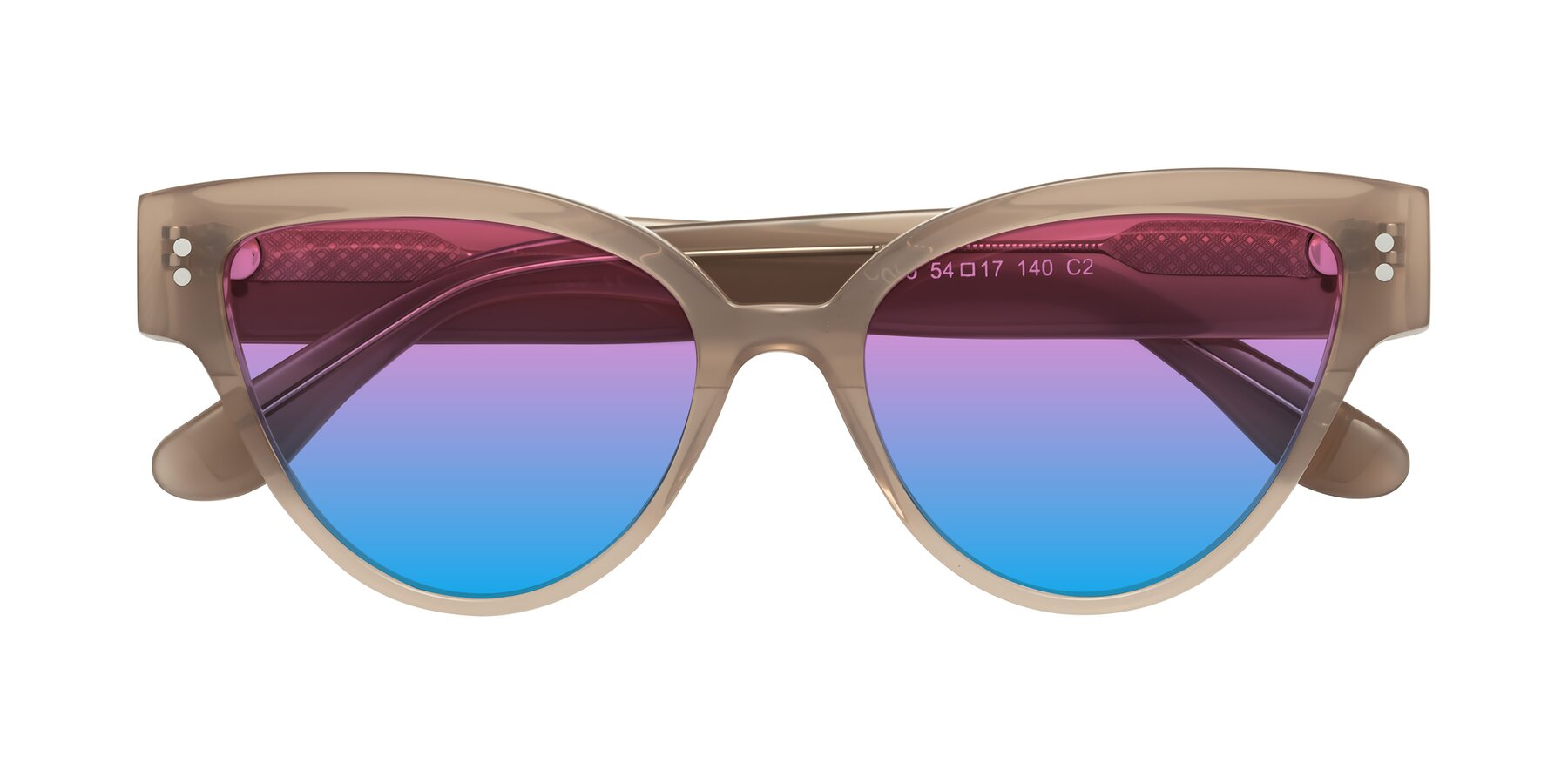 Folded Front of Coho in Taupe with Pink / Blue Gradient Lenses