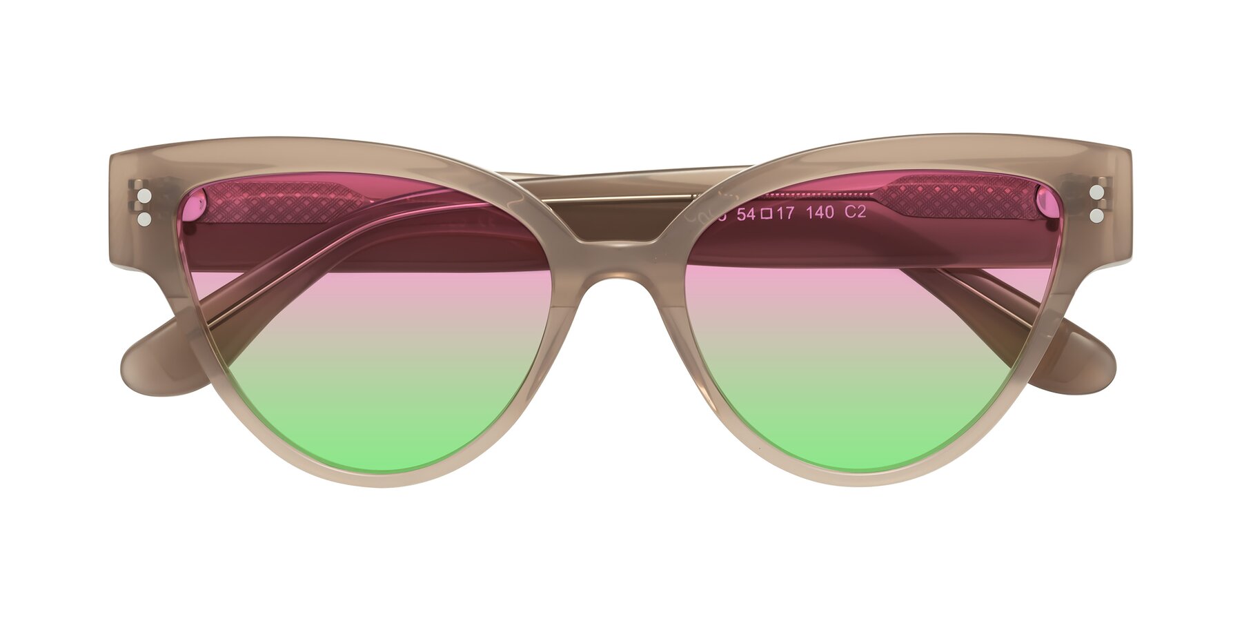 Folded Front of Coho in Taupe with Pink / Green Gradient Lenses