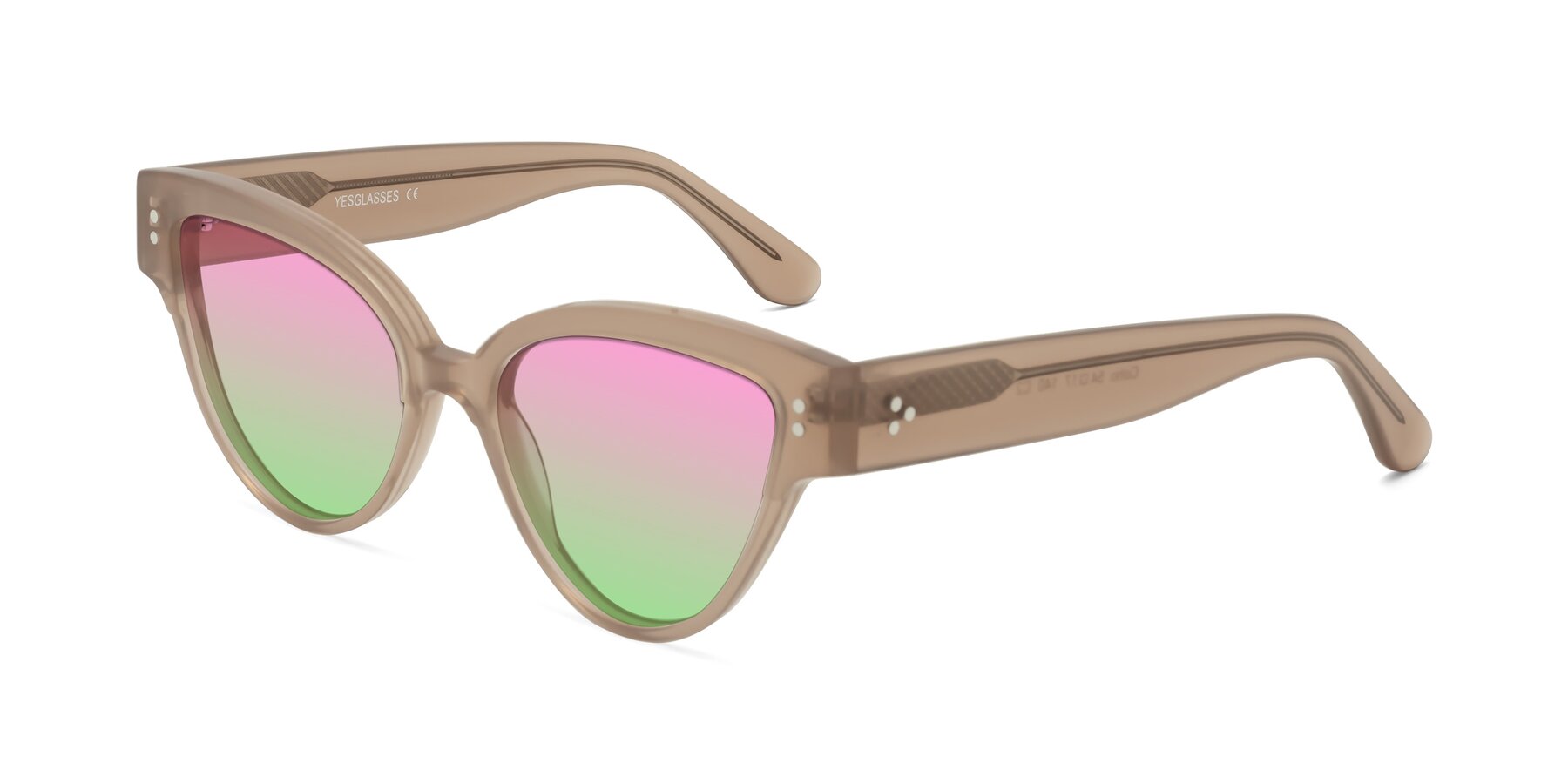 Angle of Coho in Taupe with Pink / Green Gradient Lenses