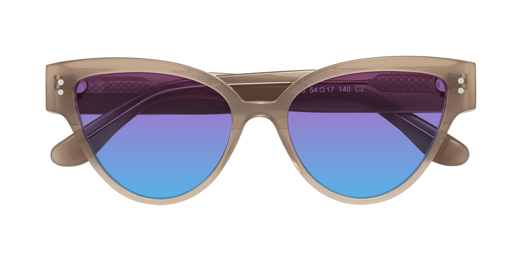 Folded Front of Coho in Taupe with Purple / Blue Gradient Lenses