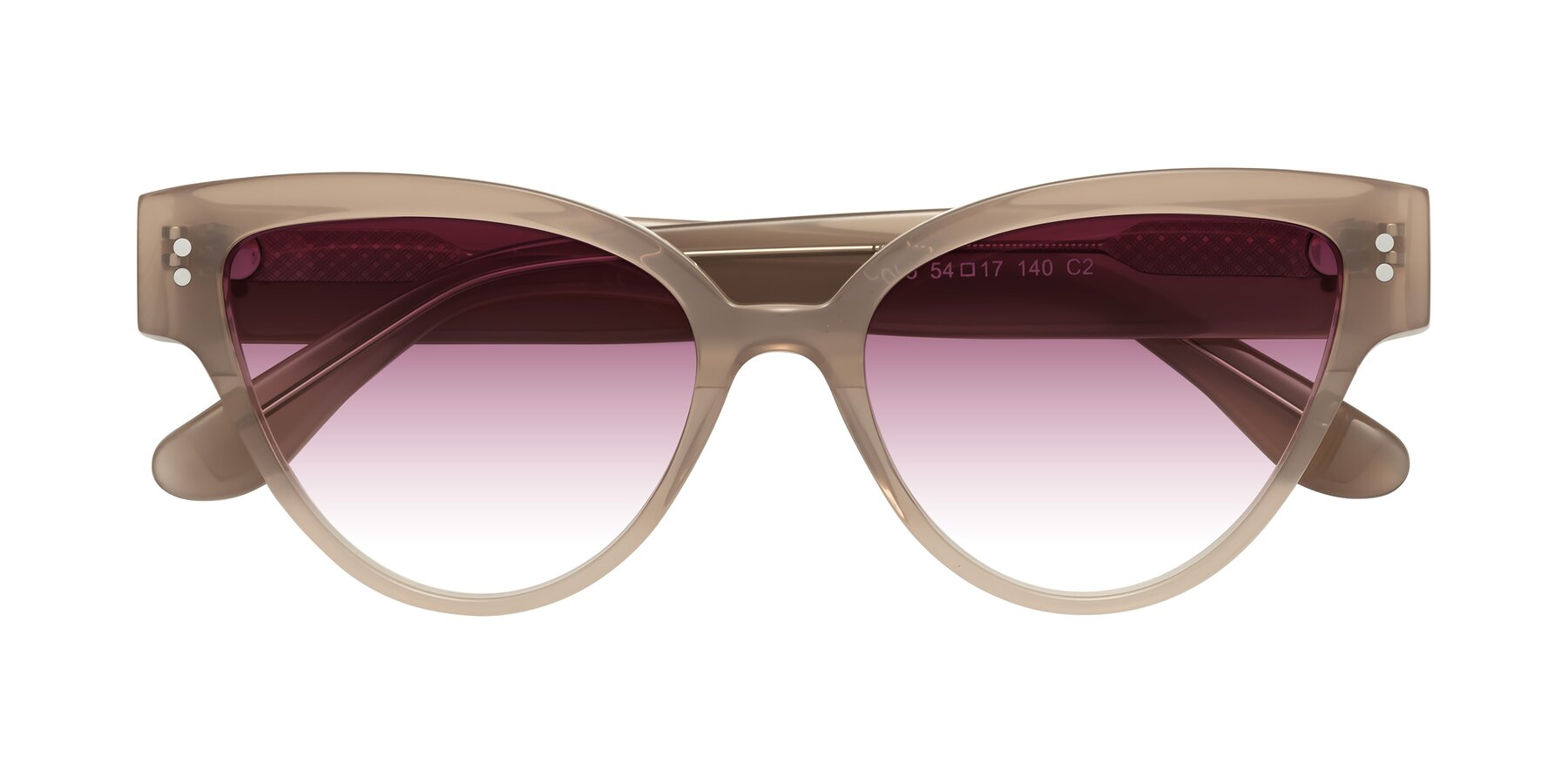 Folded Front of Coho in Taupe with Wine Gradient Lenses