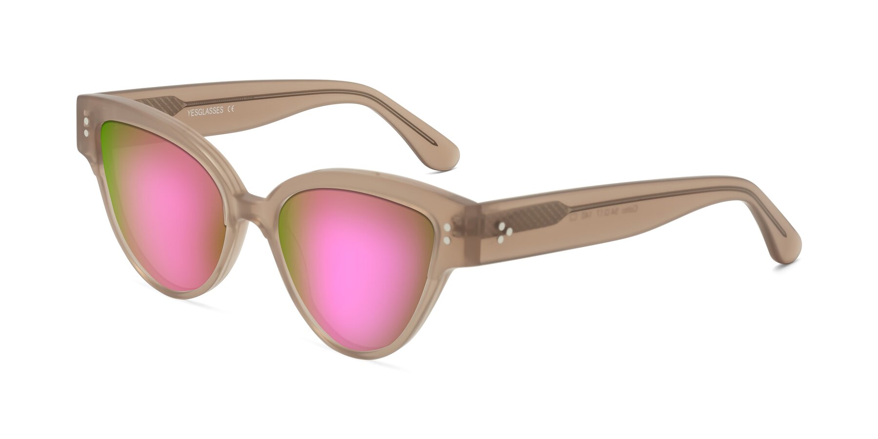 Angle of Coho in Taupe with Pink Mirrored Lenses