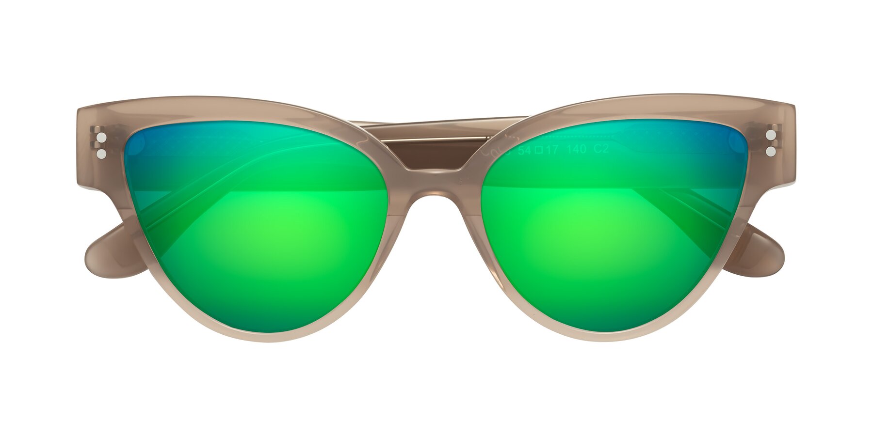 Folded Front of Coho in Taupe with Green Mirrored Lenses