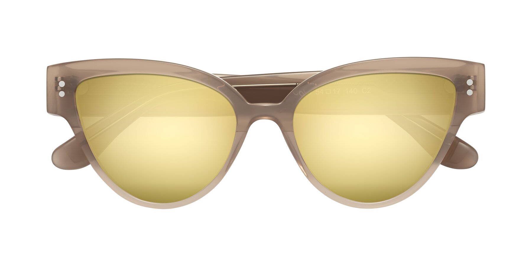 Folded Front of Coho in Taupe with Gold Mirrored Lenses