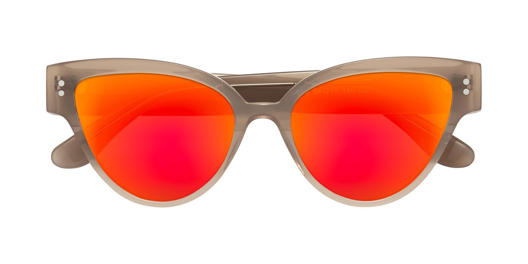 Folded Front of Coho in Taupe with Red Gold Mirrored Lenses