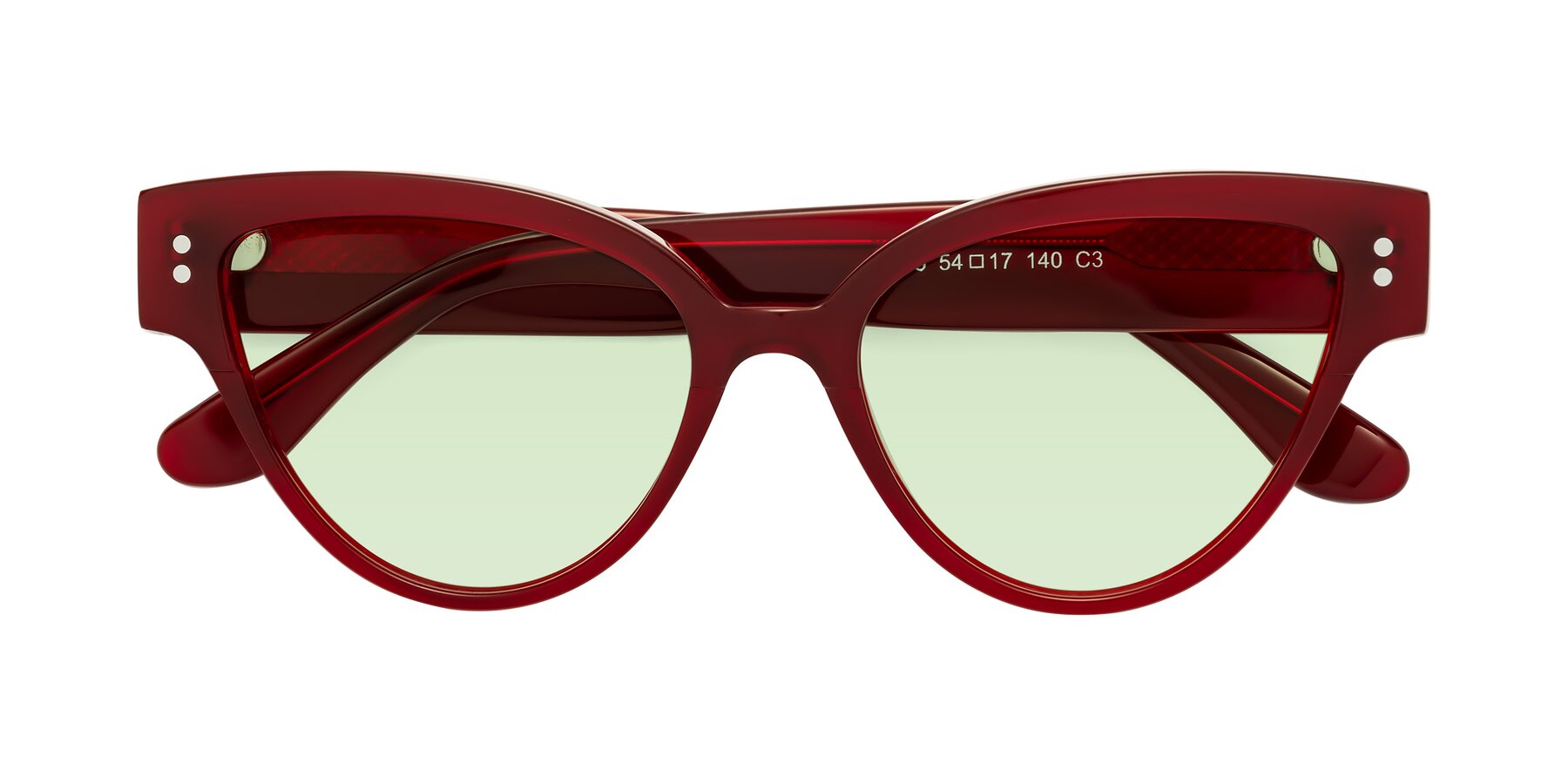 Folded Front of Coho in Wine with Light Green Tinted Lenses