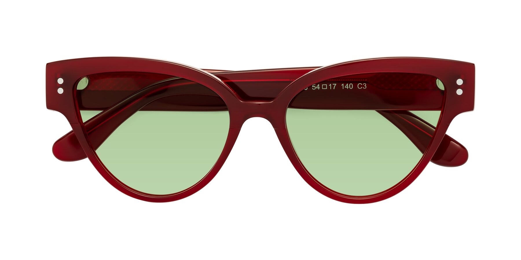 Folded Front of Coho in Wine with Medium Green Tinted Lenses