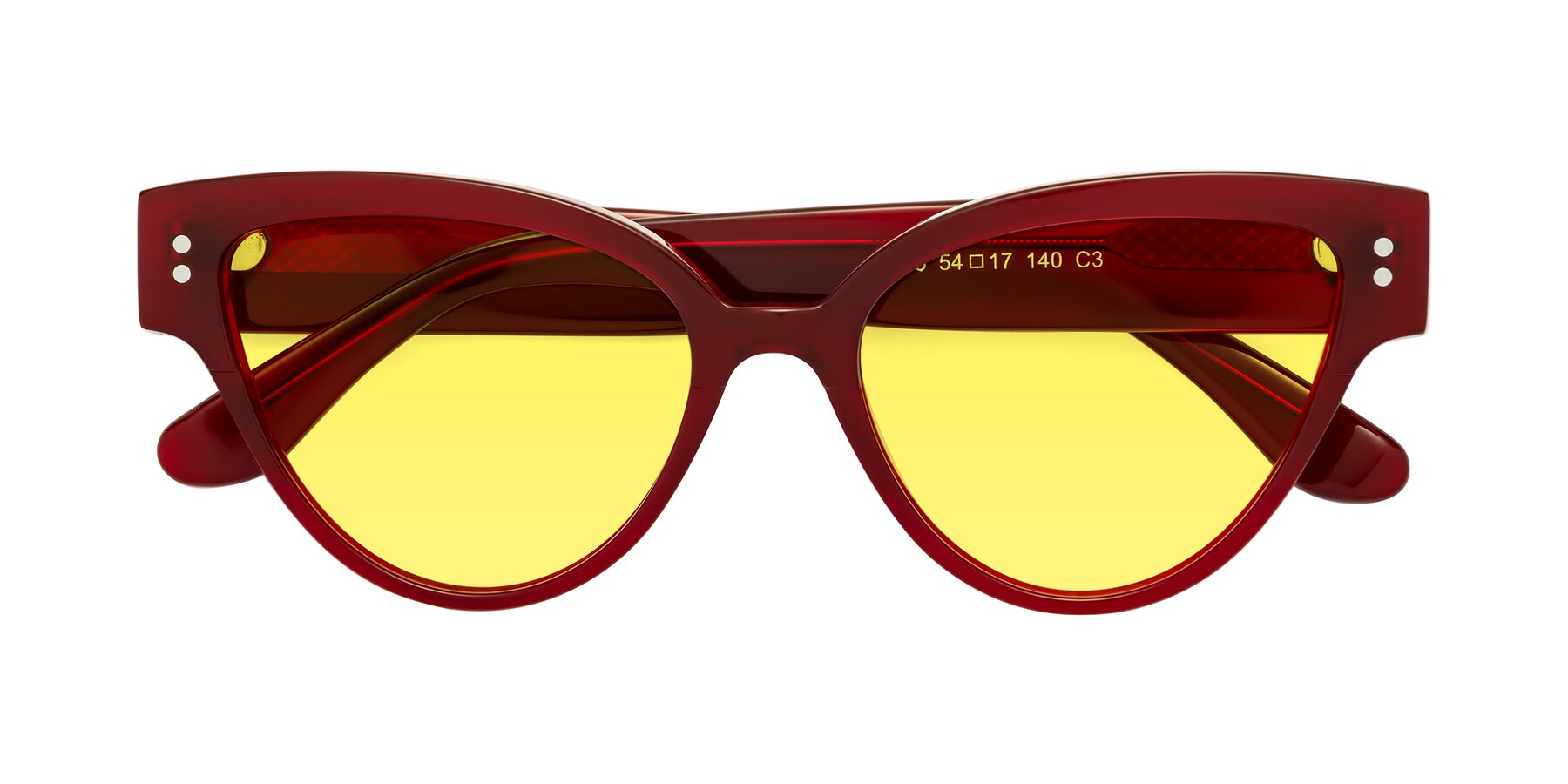 Folded Front of Coho in Wine with Medium Yellow Tinted Lenses