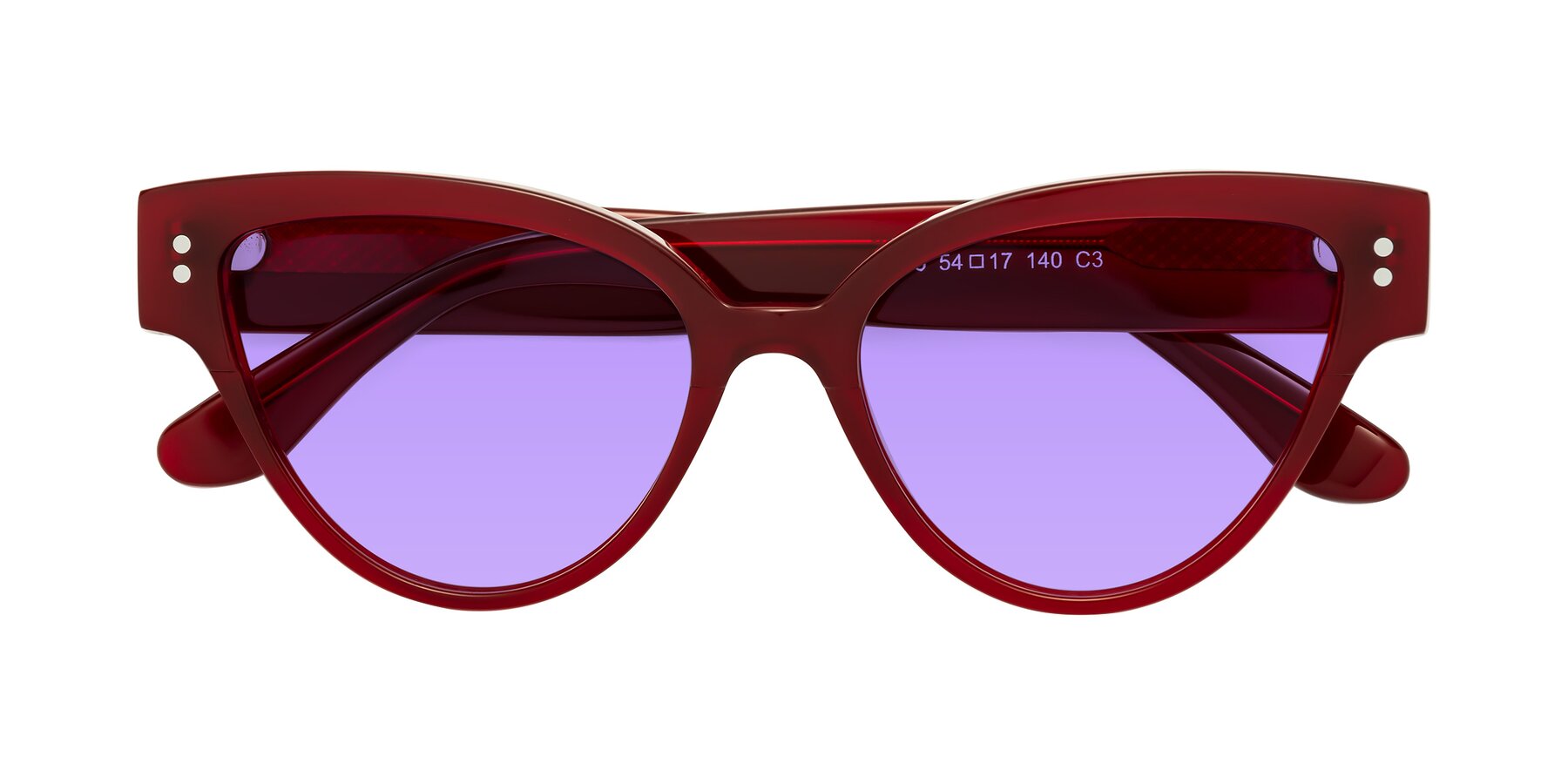 Folded Front of Coho in Wine with Medium Purple Tinted Lenses