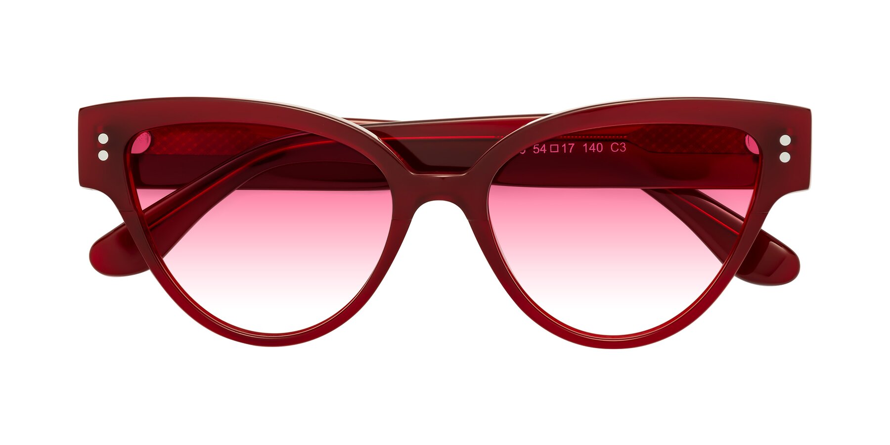Folded Front of Coho in Wine with Pink Gradient Lenses