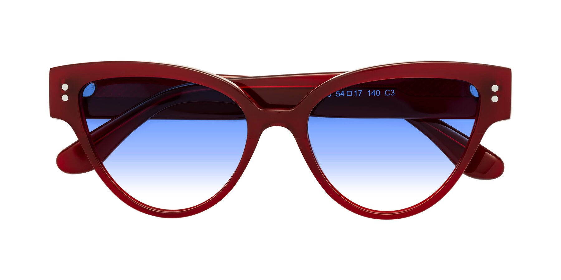 Folded Front of Coho in Wine with Blue Gradient Lenses