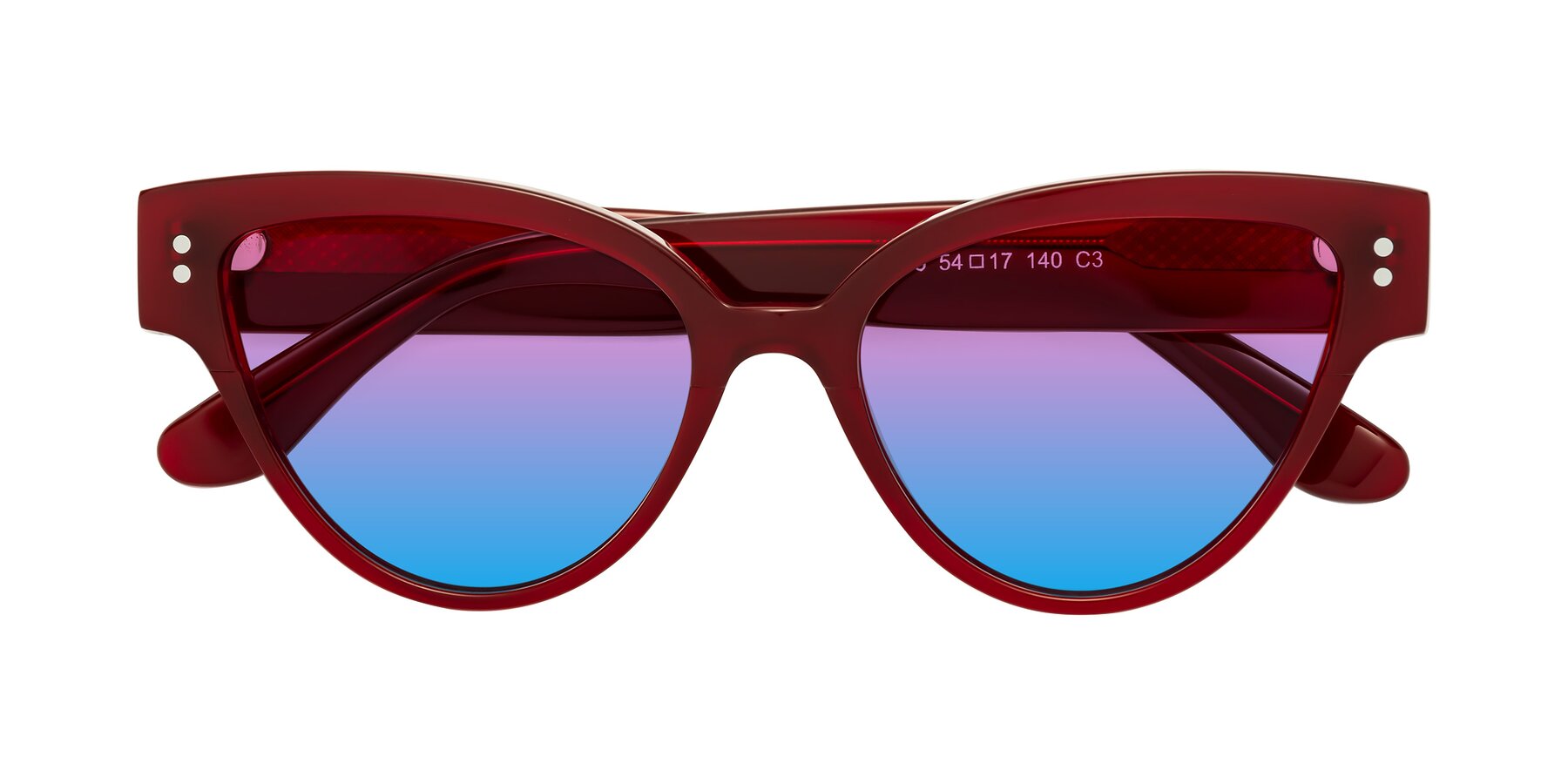 Folded Front of Coho in Wine with Pink / Blue Gradient Lenses