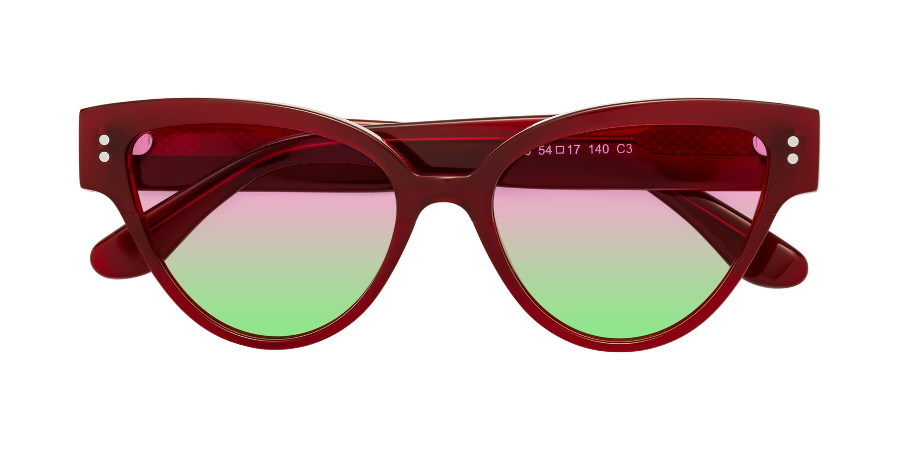 Folded Front of Coho in Wine with Pink / Green Gradient Lenses