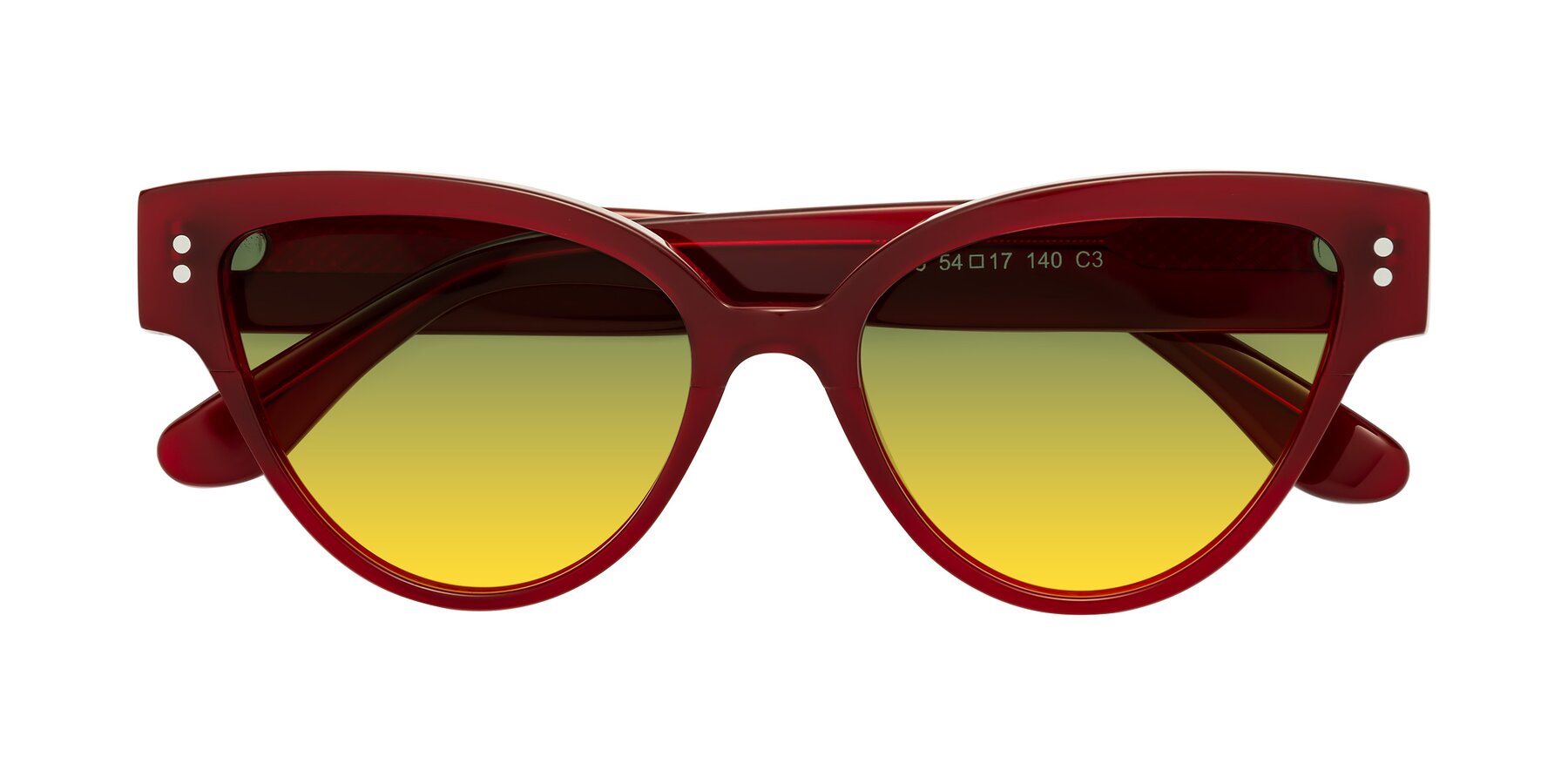Folded Front of Coho in Wine with Green / Yellow Gradient Lenses