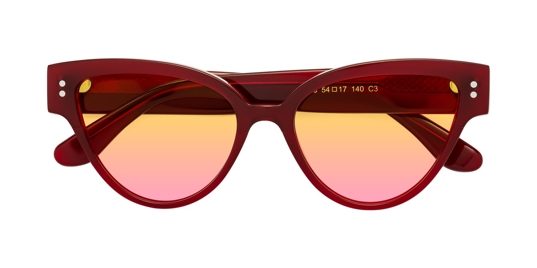 Folded Front of Coho in Wine with Yellow / Pink Gradient Lenses