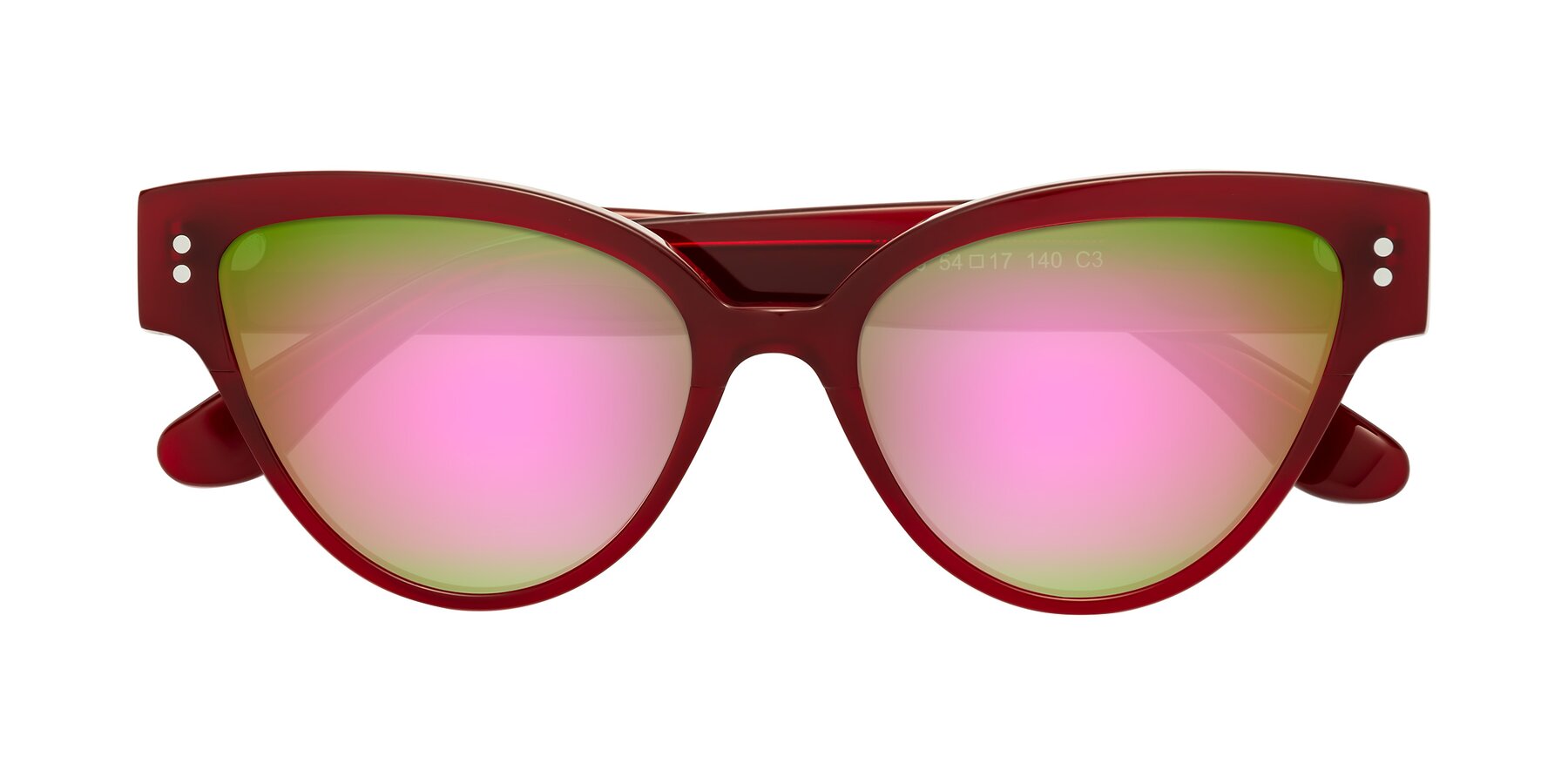 Folded Front of Coho in Wine with Pink Mirrored Lenses