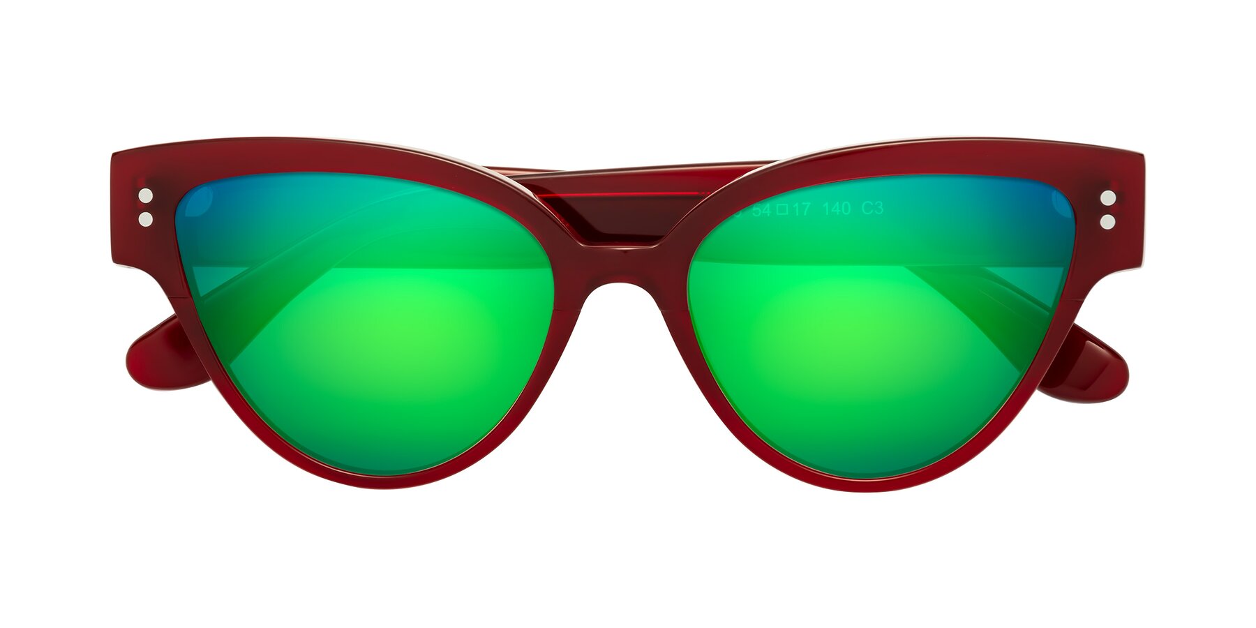 Folded Front of Coho in Wine with Green Mirrored Lenses