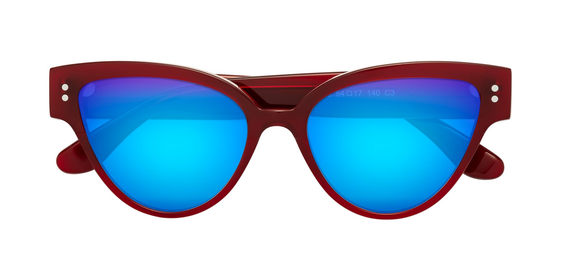 Folded Front of Coho in Wine with Blue Mirrored Lenses