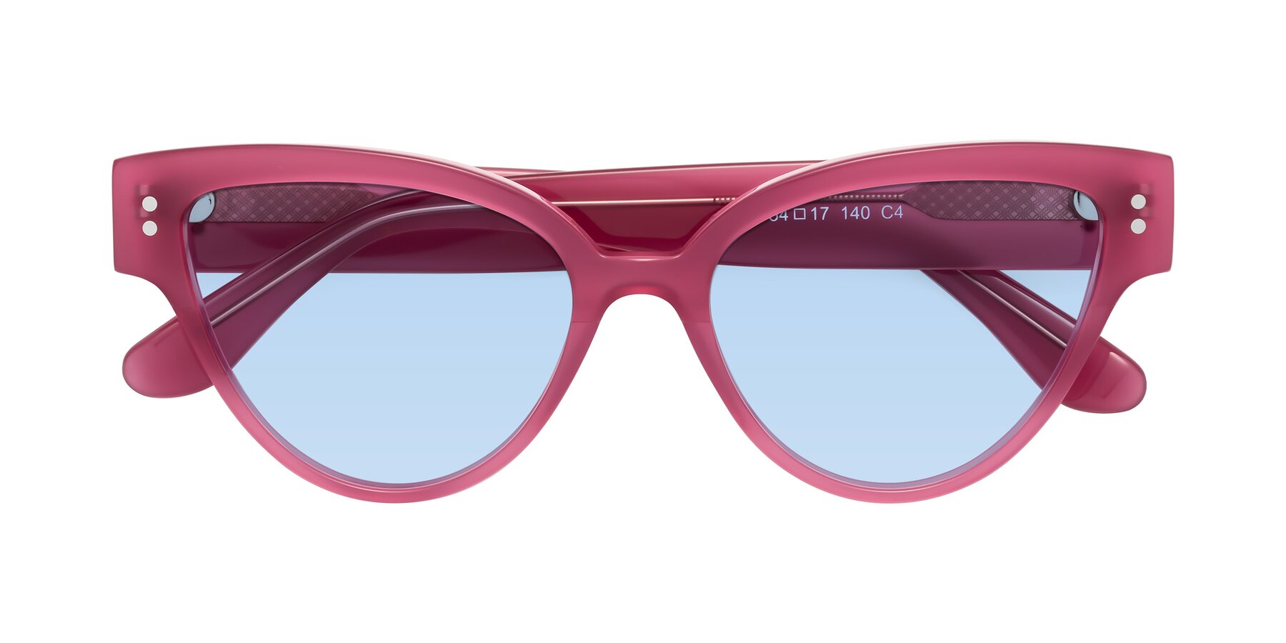 Folded Front of Coho in Pink with Light Blue Tinted Lenses