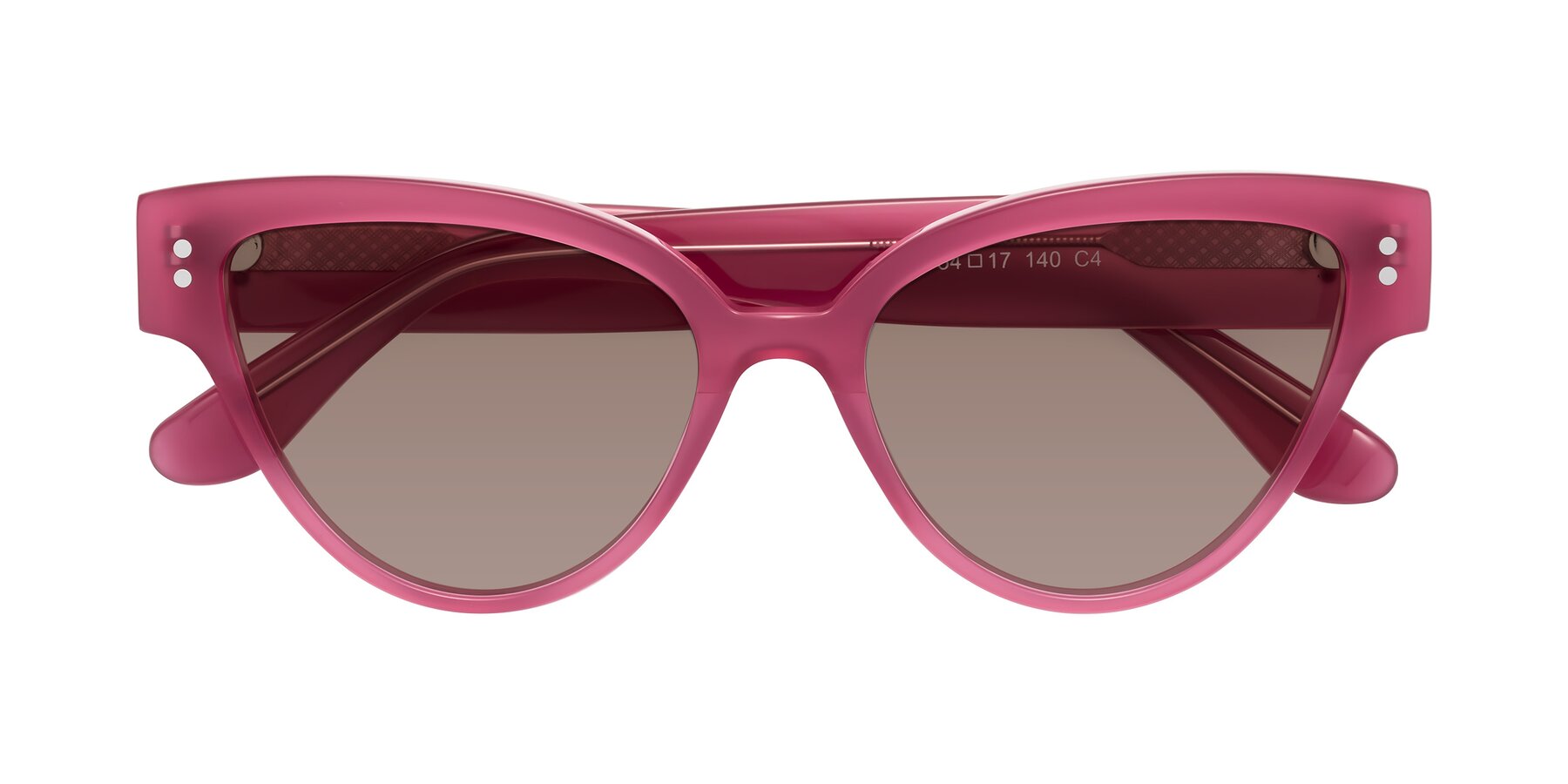 Folded Front of Coho in Pink with Medium Brown Tinted Lenses