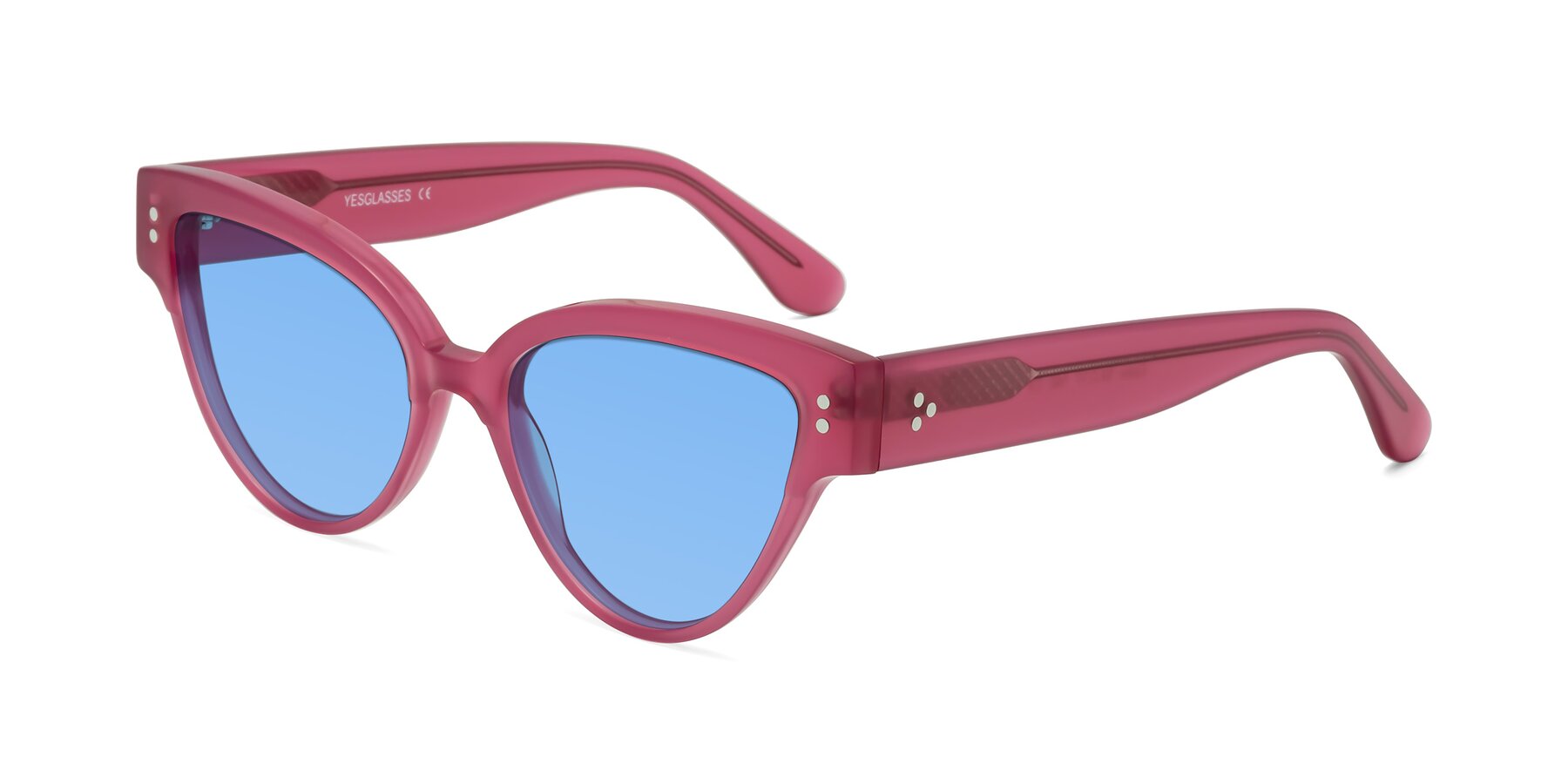 Angle of Coho in Pink with Medium Blue Tinted Lenses