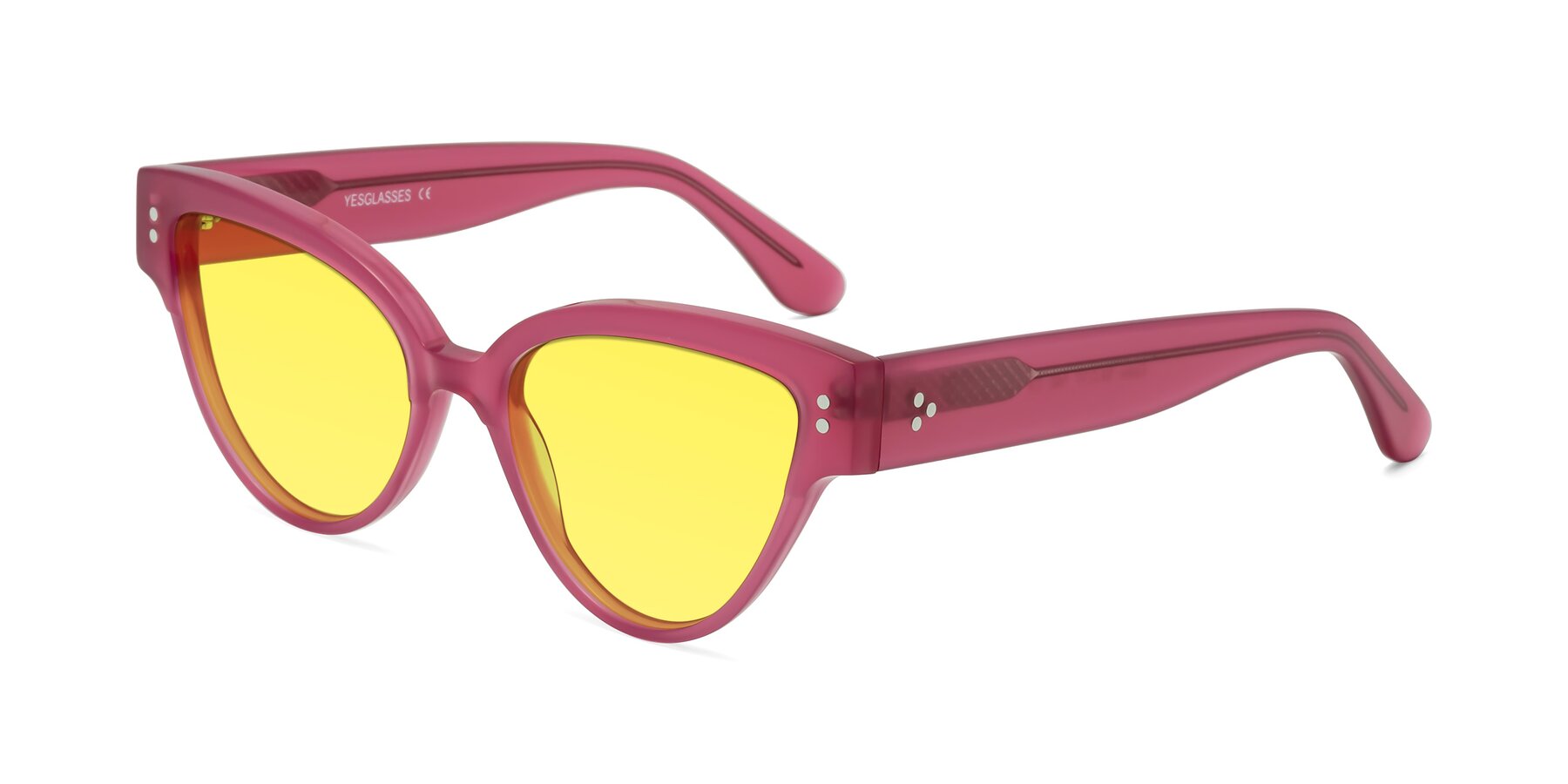Angle of Coho in Pink with Medium Yellow Tinted Lenses