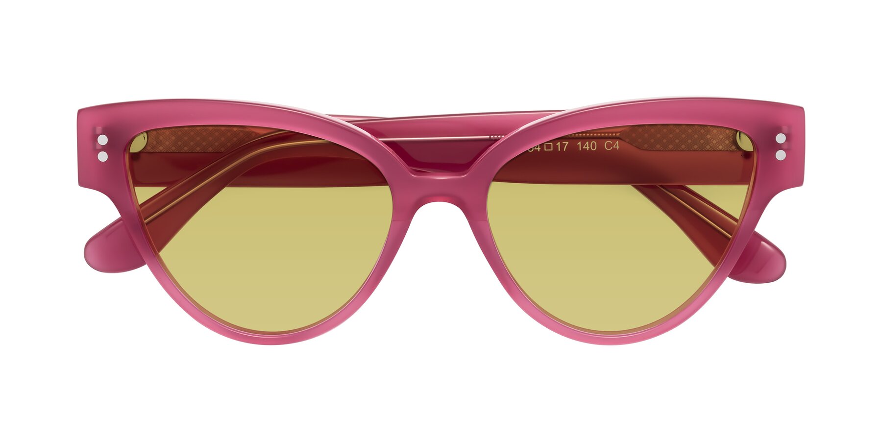 Folded Front of Coho in Pink with Medium Champagne Tinted Lenses