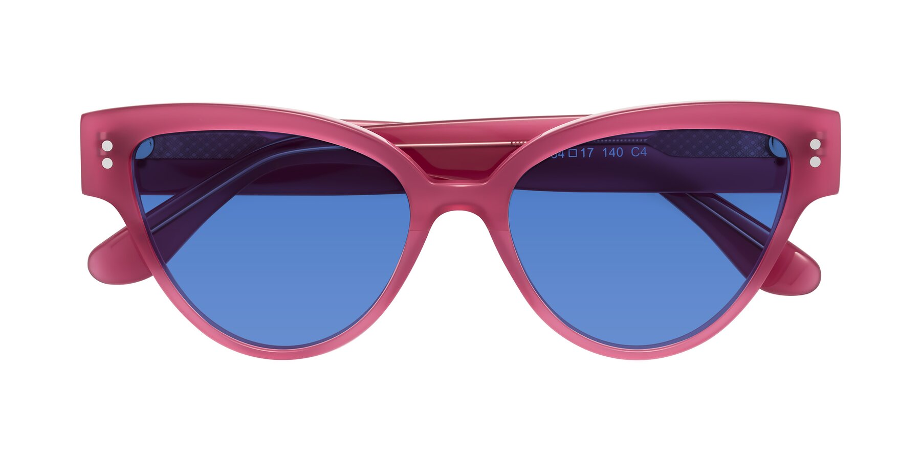 Folded Front of Coho in Pink with Blue Tinted Lenses