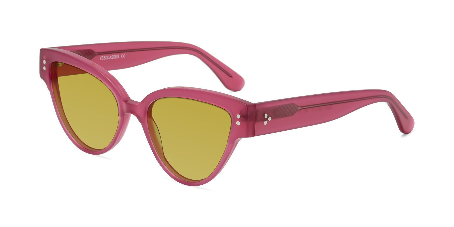 Angle of Coho in Pink with Champagne Tinted Lenses