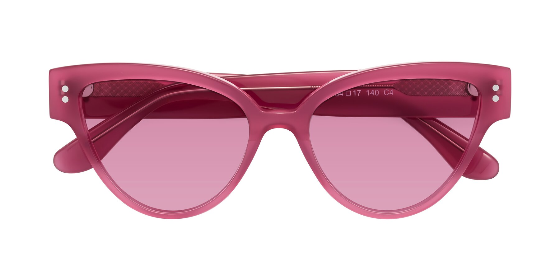 Folded Front of Coho in Pink with Medium Wine Tinted Lenses