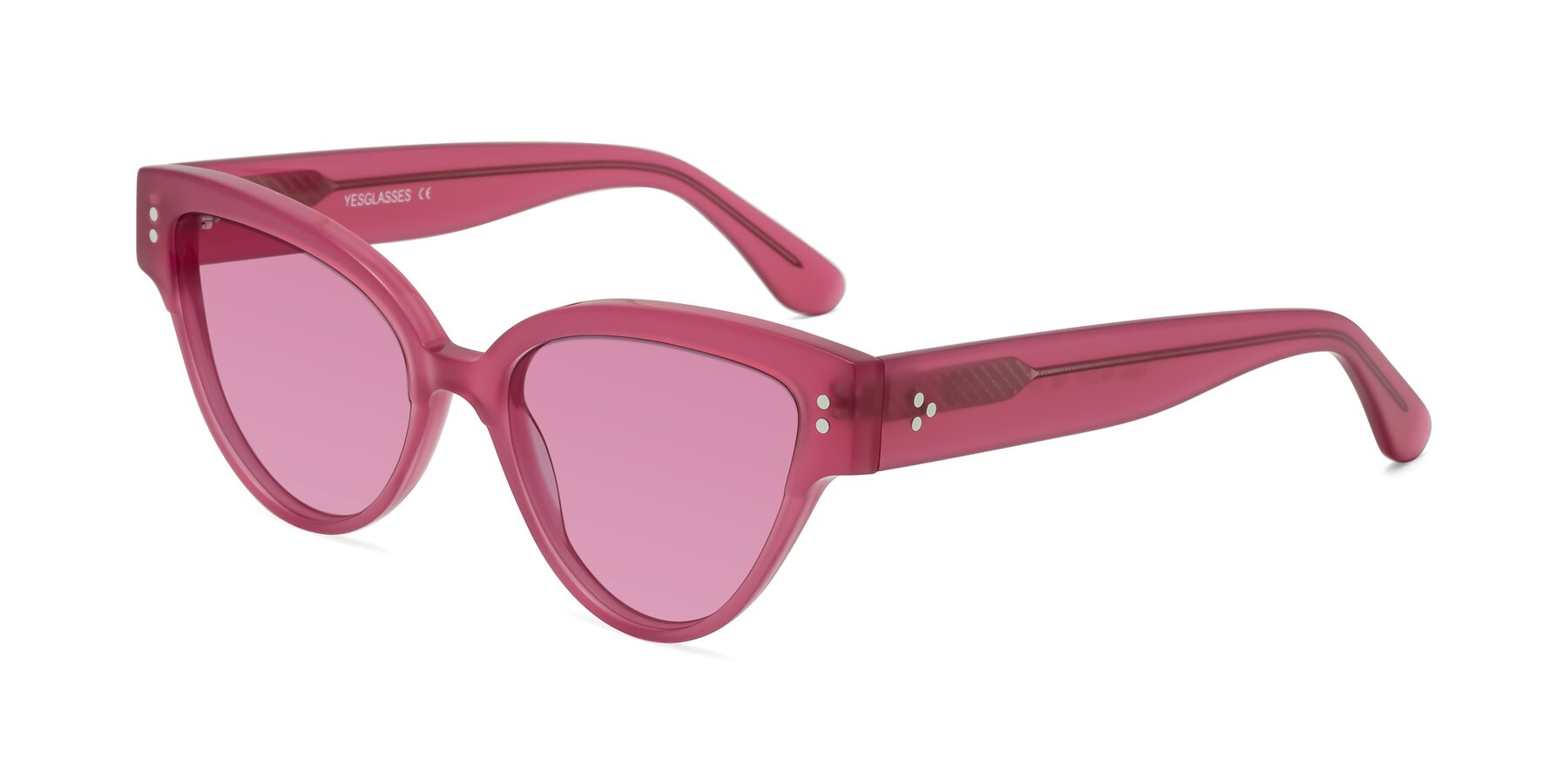 Angle of Coho in Pink with Medium Wine Tinted Lenses