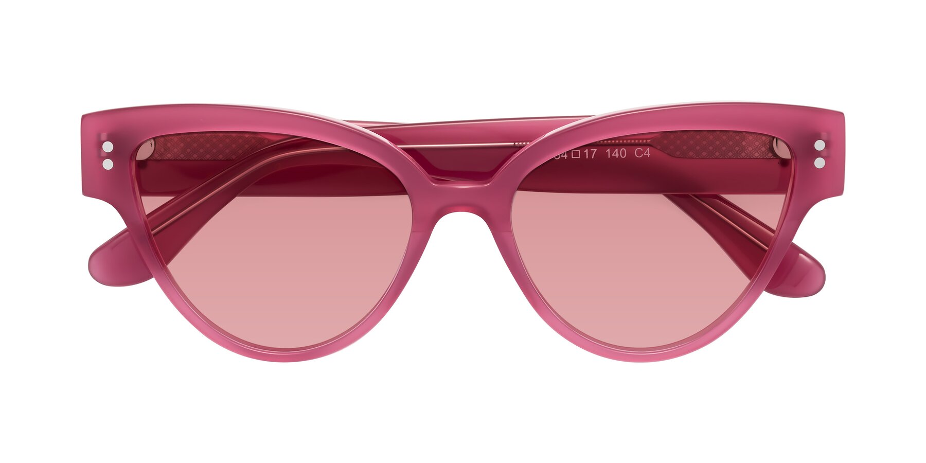 Folded Front of Coho in Pink with Medium Garnet Tinted Lenses