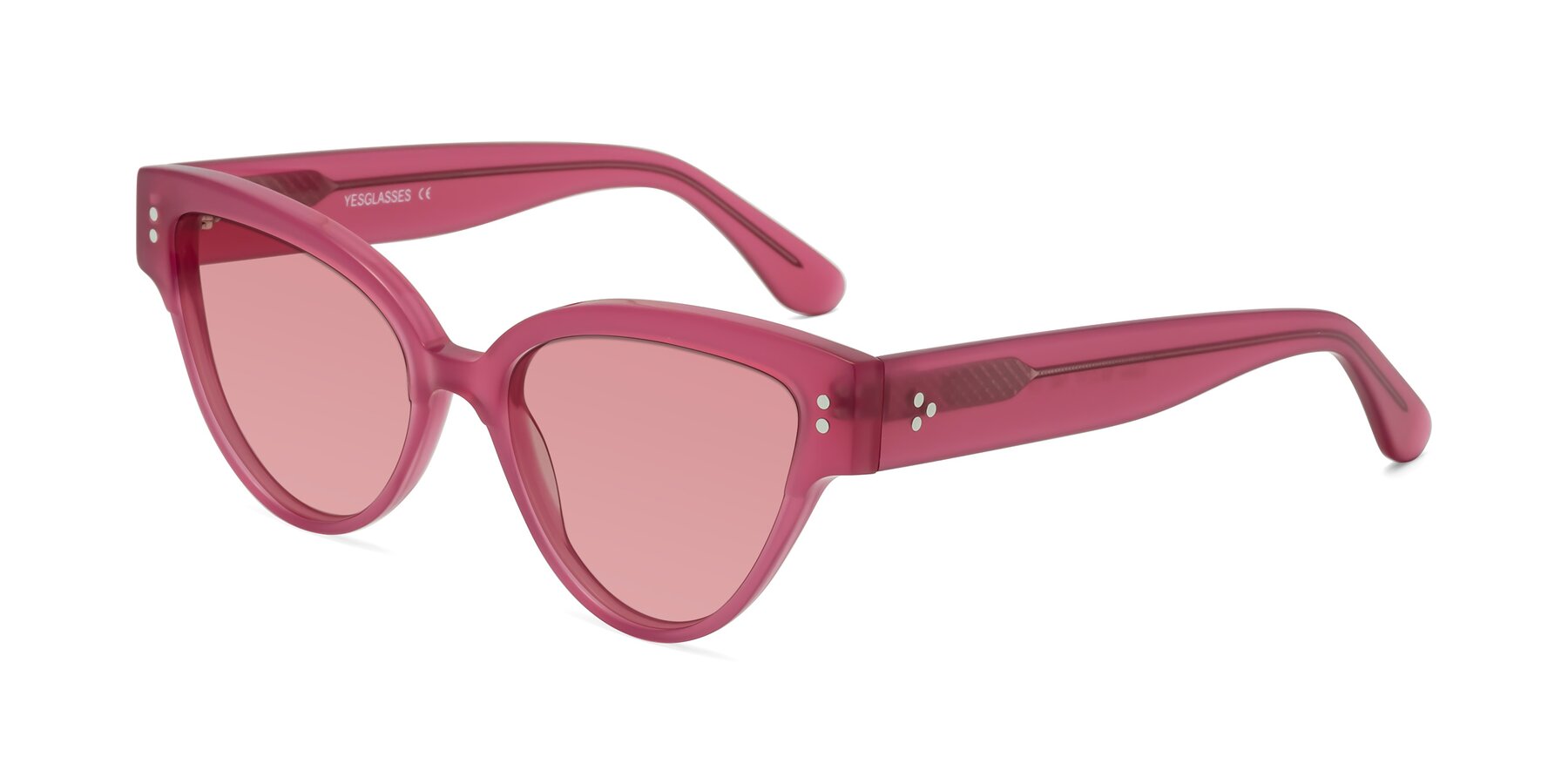 Angle of Coho in Pink with Medium Garnet Tinted Lenses