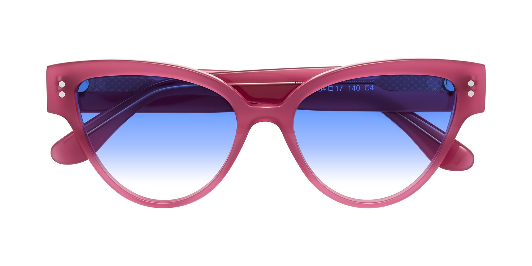 Folded Front of Coho in Pink with Blue Gradient Lenses