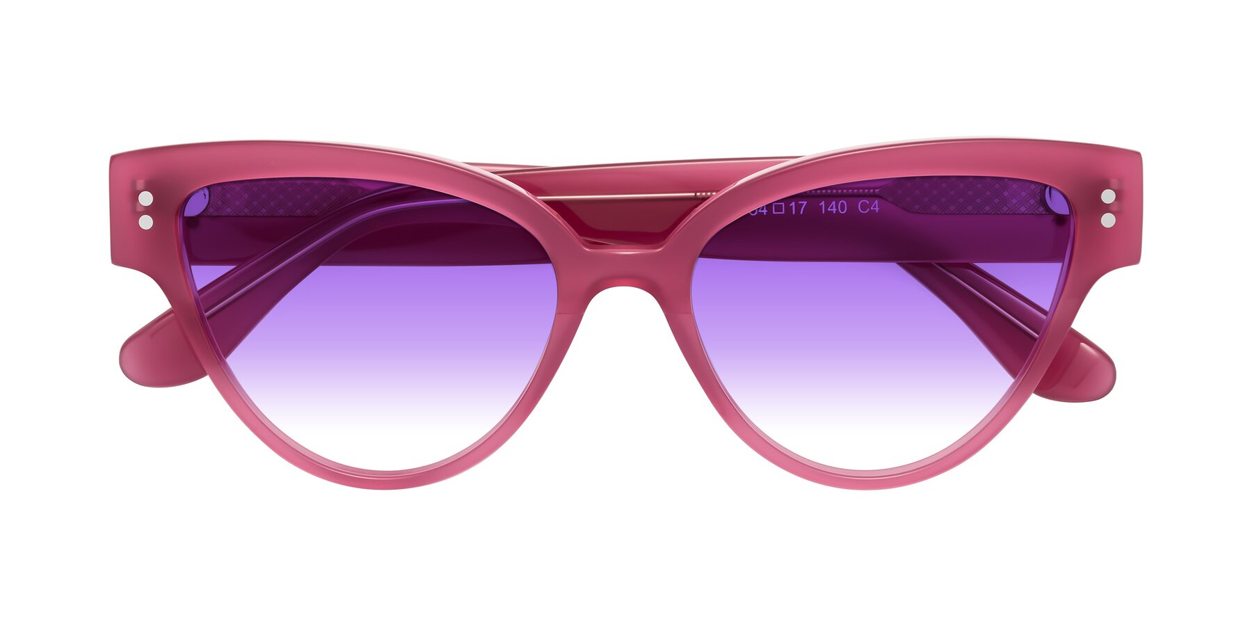 Folded Front of Coho in Pink with Purple Gradient Lenses