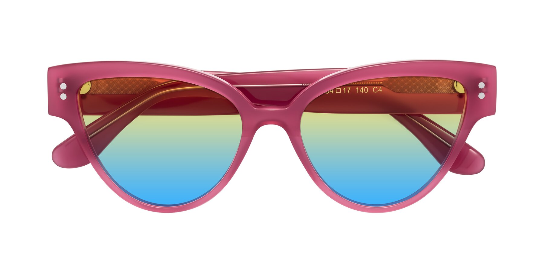 Folded Front of Coho in Pink with Yellow / Blue Gradient Lenses