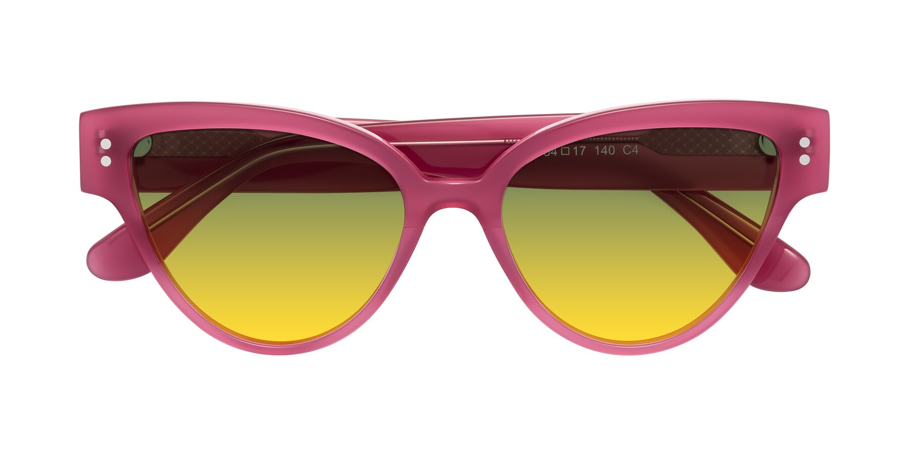 Folded Front of Coho in Pink with Green / Yellow Gradient Lenses