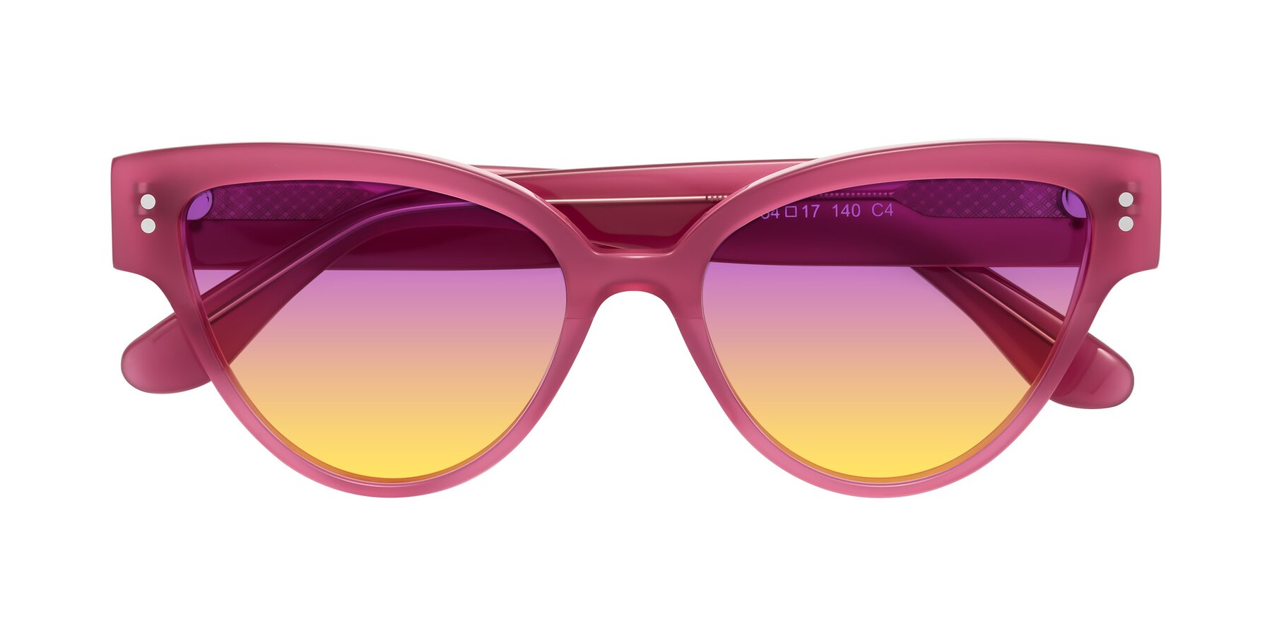 Folded Front of Coho in Pink with Purple / Yellow Gradient Lenses