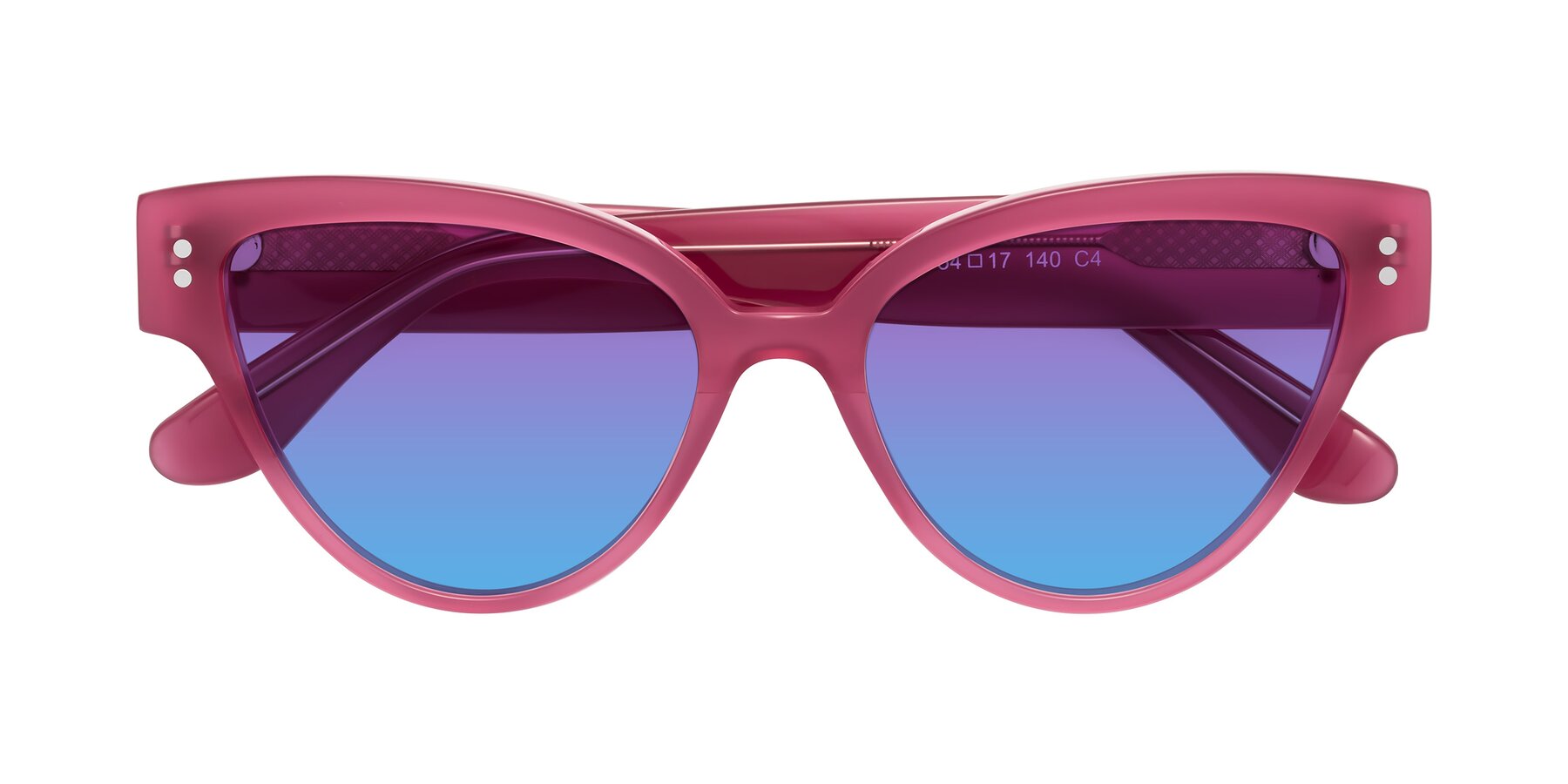 Folded Front of Coho in Pink with Purple / Blue Gradient Lenses