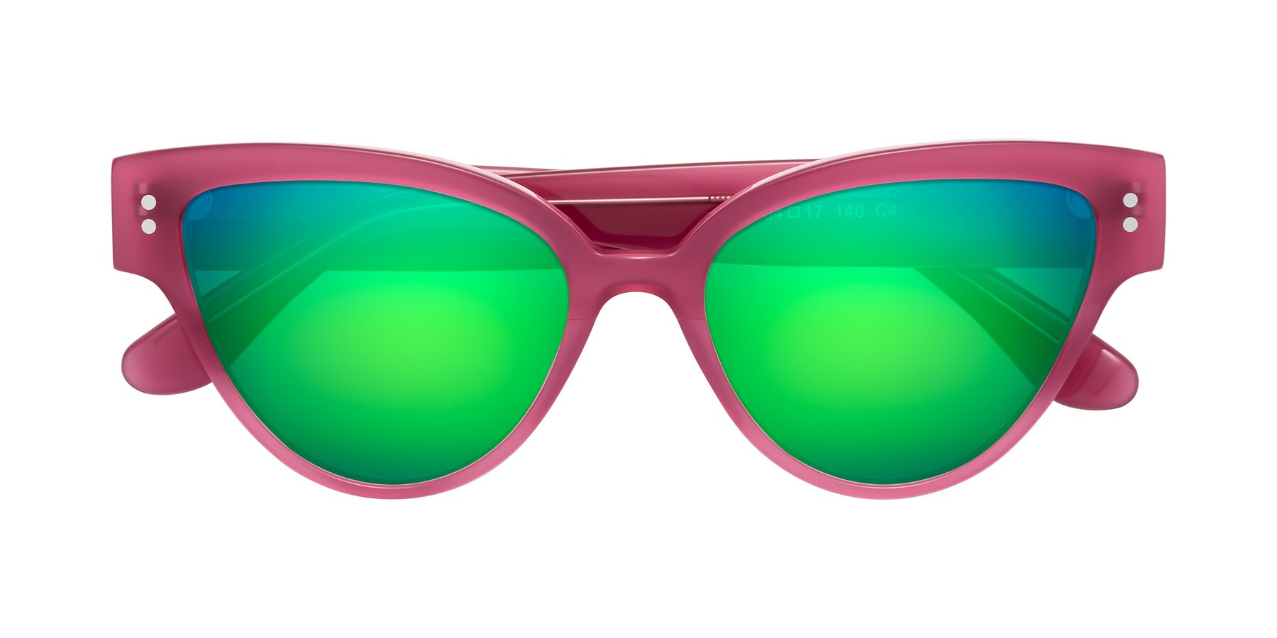 Folded Front of Coho in Pink with Green Mirrored Lenses