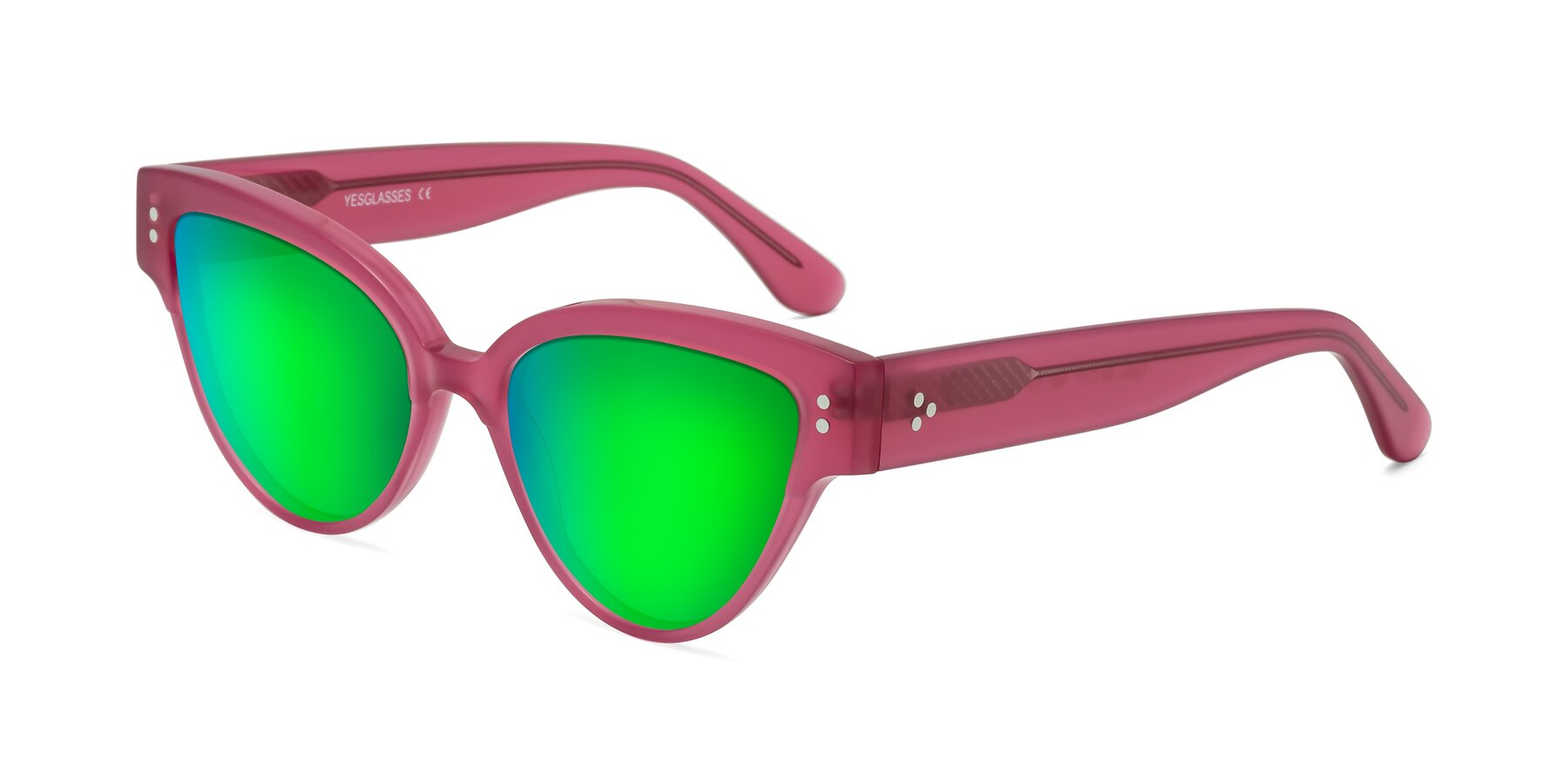 Angle of Coho in Pink with Green Mirrored Lenses