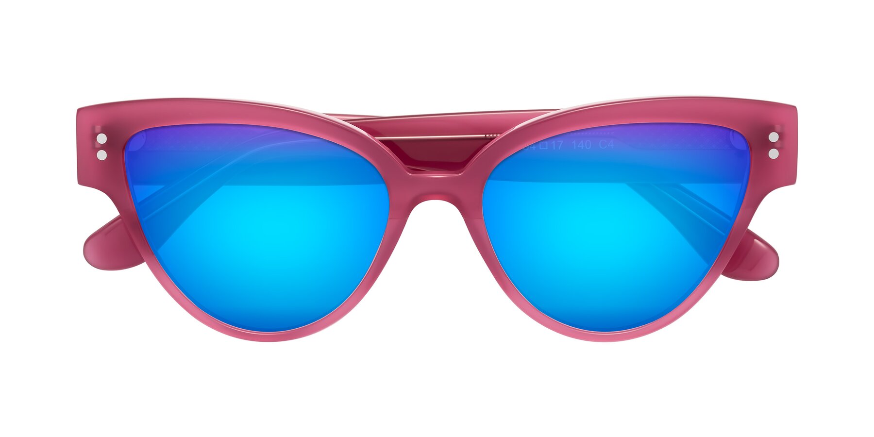 Folded Front of Coho in Pink with Blue Mirrored Lenses